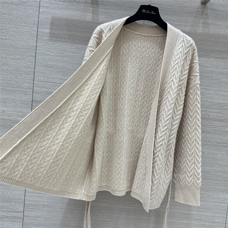 L0r0 P1ana pure cashmere curly tie coat replica clothes