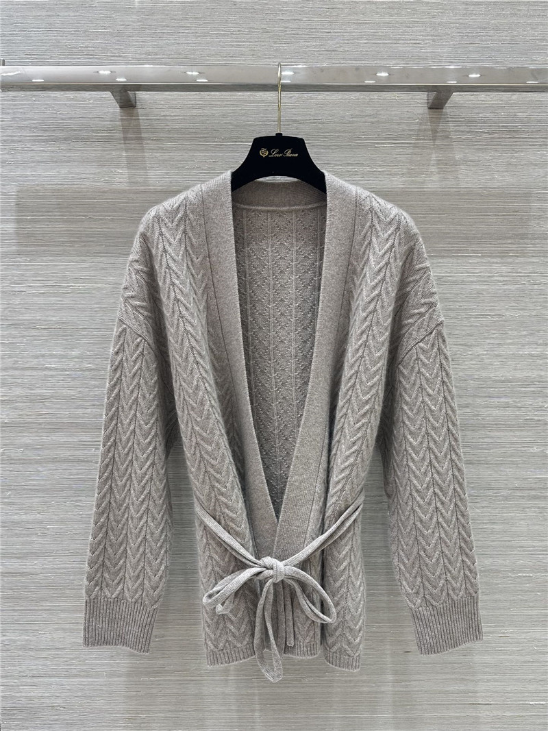 L0r0 P1ana pure cashmere curly tie coat replica clothes