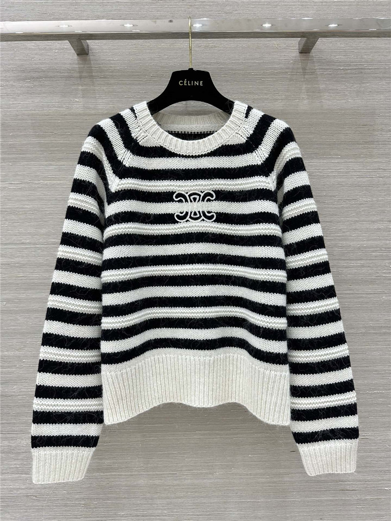 Ce1i*e striped crew neck pullover sweater