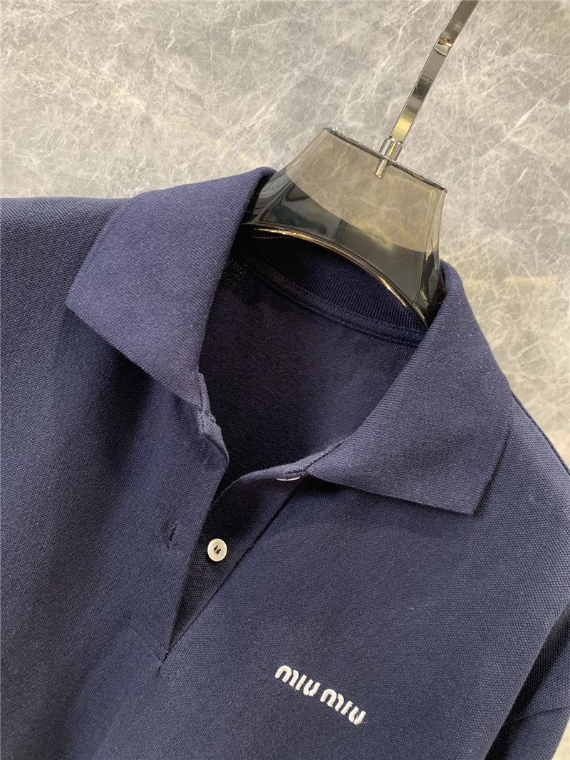 M1um1u lapel long-sleeved polo shirt replica designer clothes