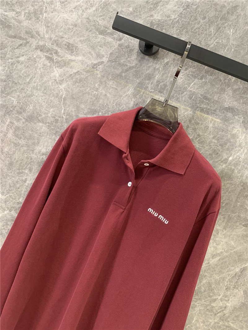 M1um1u lapel long-sleeved polo shirt replica designer clothes