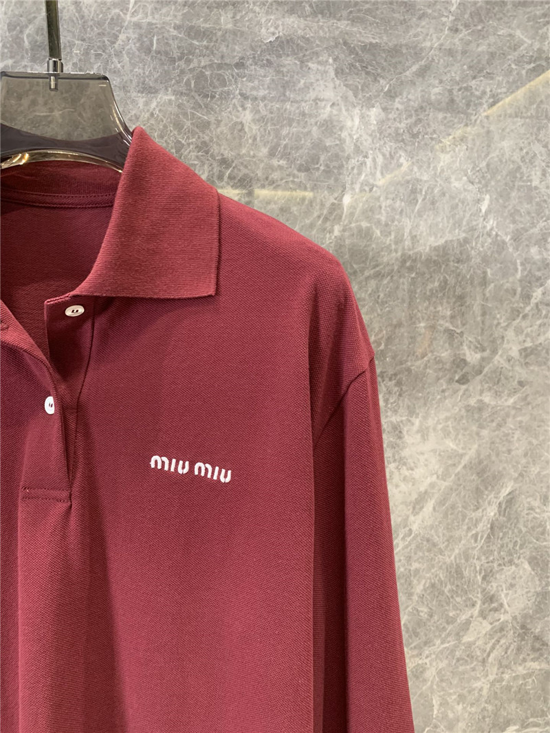 M1um1u lapel long-sleeved polo shirt replica designer clothes