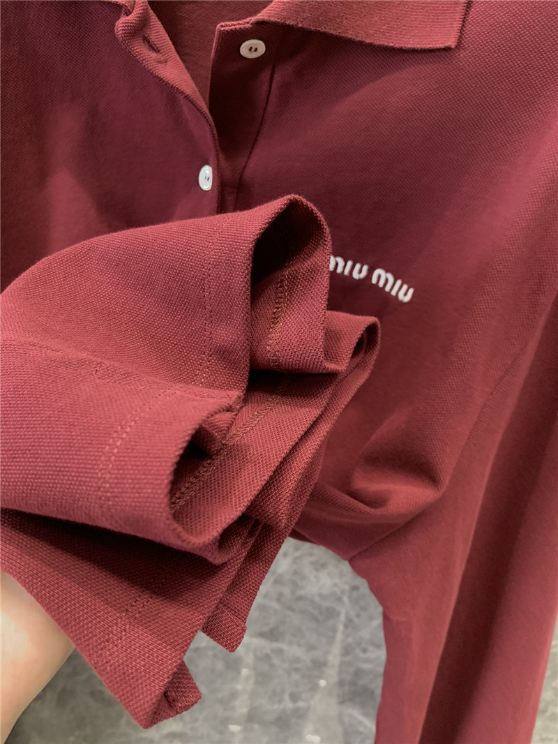 M1um1u lapel long-sleeved polo shirt replica designer clothes