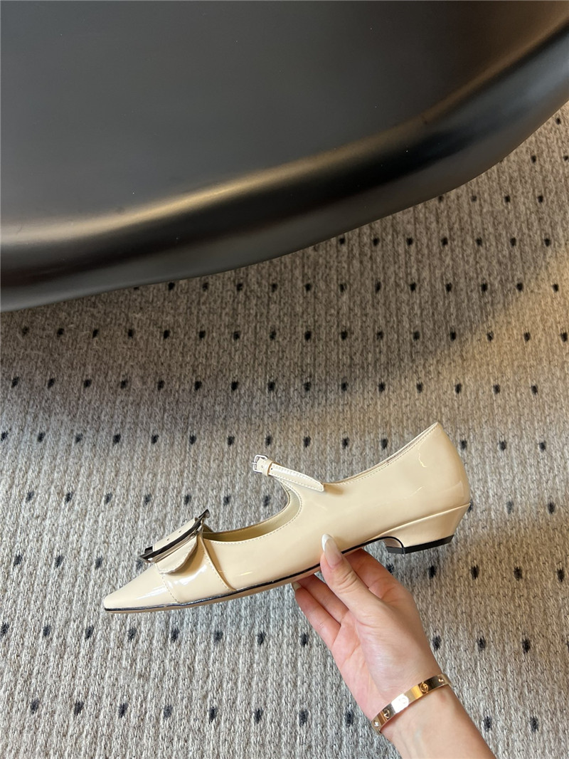 Miu Miu Ivory Buckle Ankle Strap Pointed Mary Jane Flats