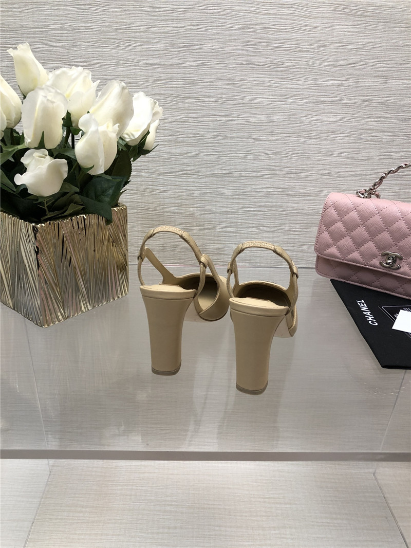 Ch**el beige suede and patent leather slingbacks