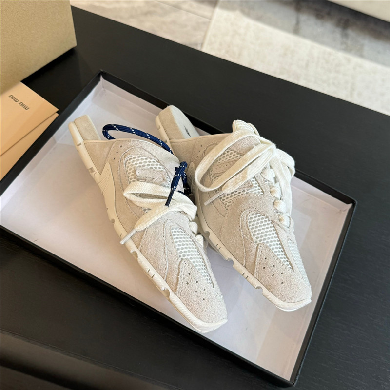 New Balance x Miu Miu 530 SL White Mesh Fabric Mules