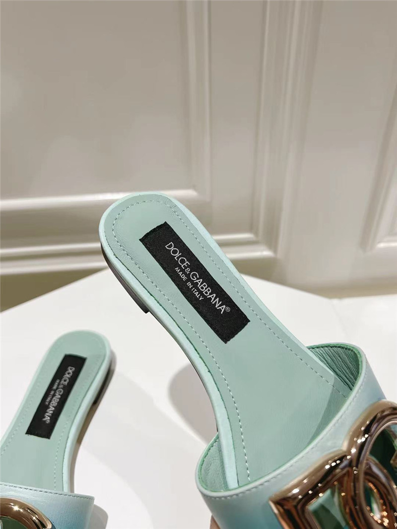 Dolce & Gabbana Gold DG Ombré-Print Sliders in Blue