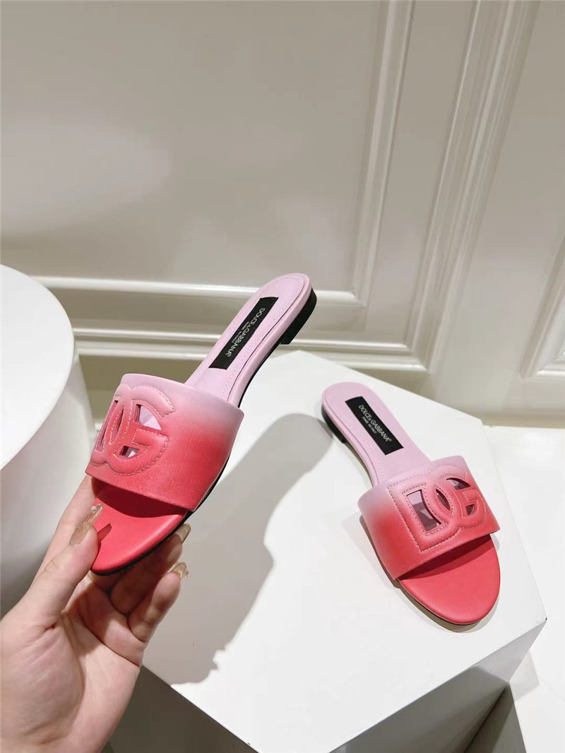 Dolce & Gabbana Ombré-Print Calfskin Sliders Pink