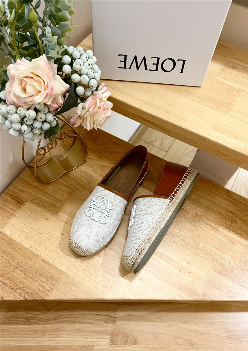 L0ew* anagram jacquard espadrilles white