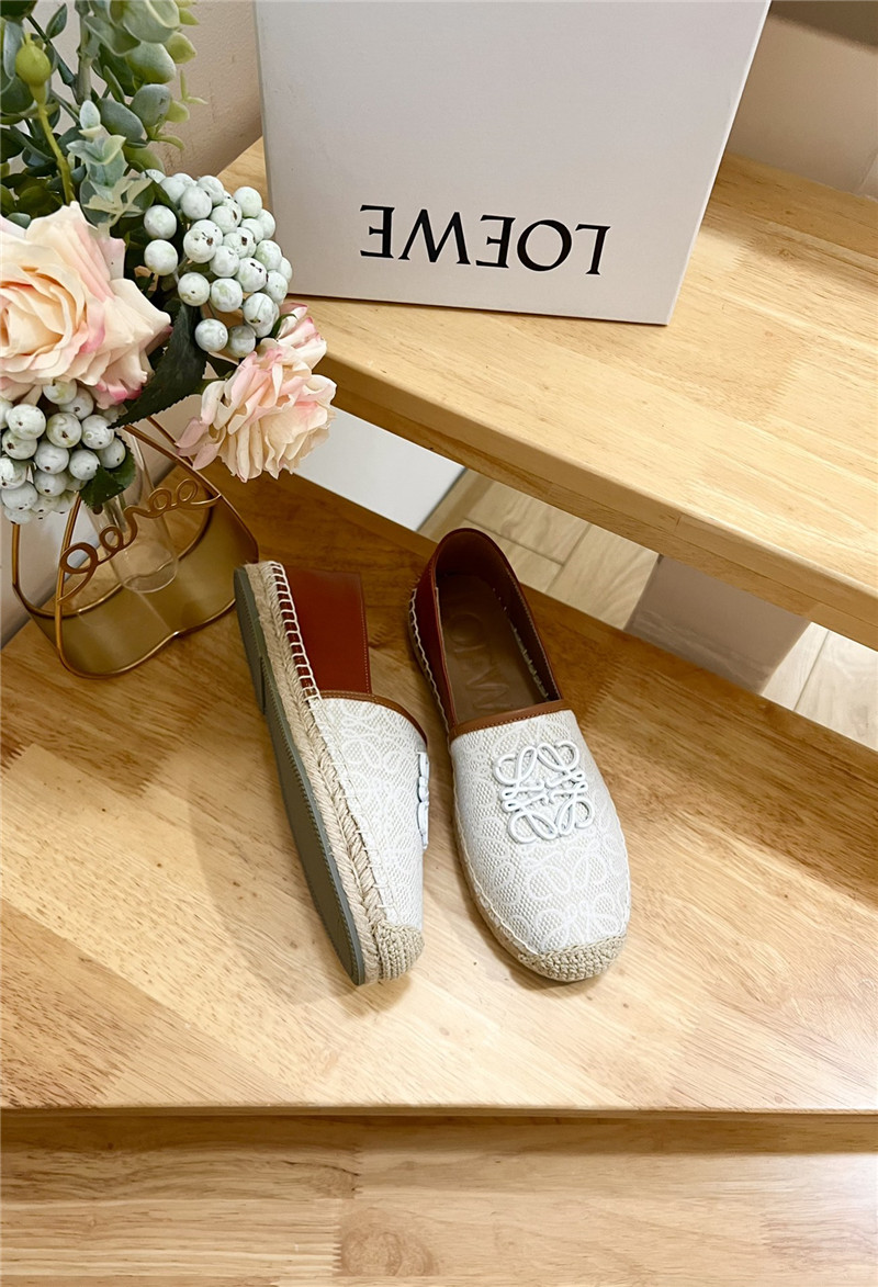 L0ew* anagram jacquard espadrilles white