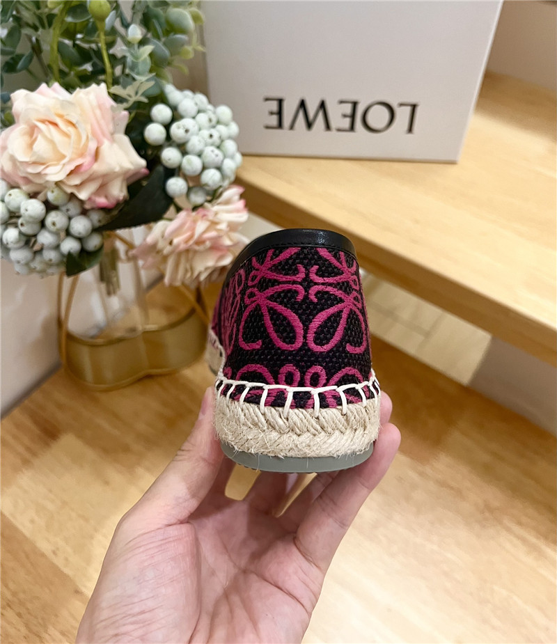 L0ew* anagram jacquard espadrilles black and fuchsia