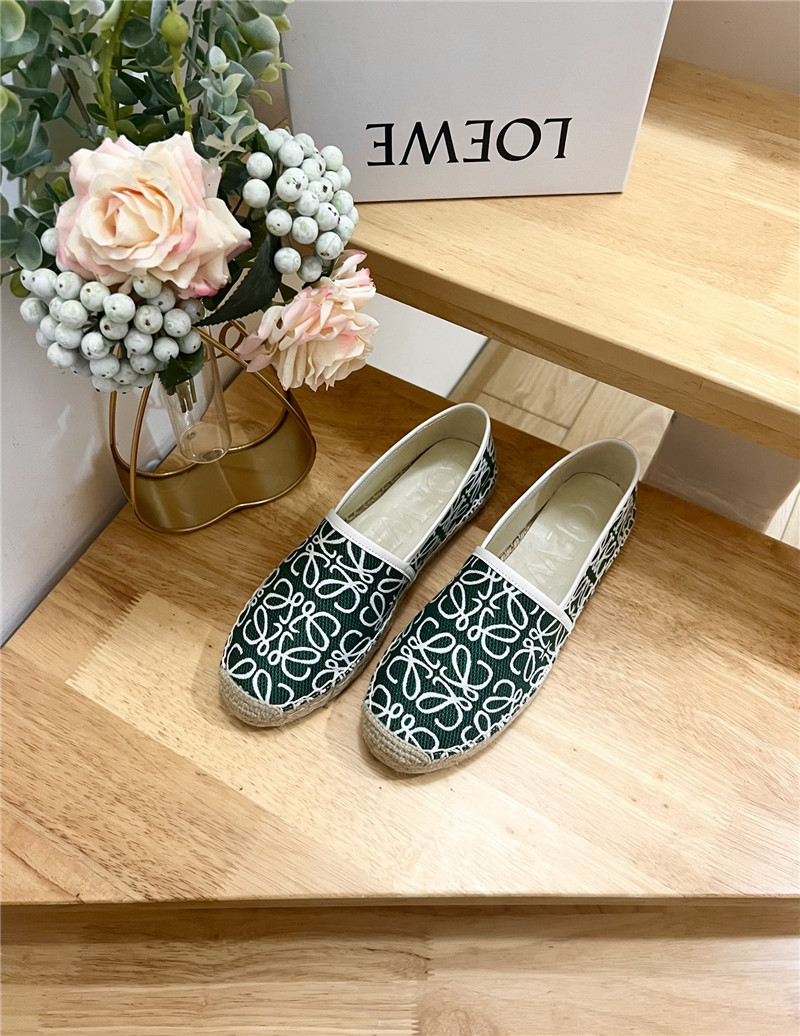 L0ew* anagram jacquard espadrilles green and white