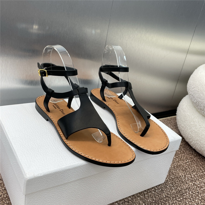 D10riviera D10r sun thong sandal black calfskin