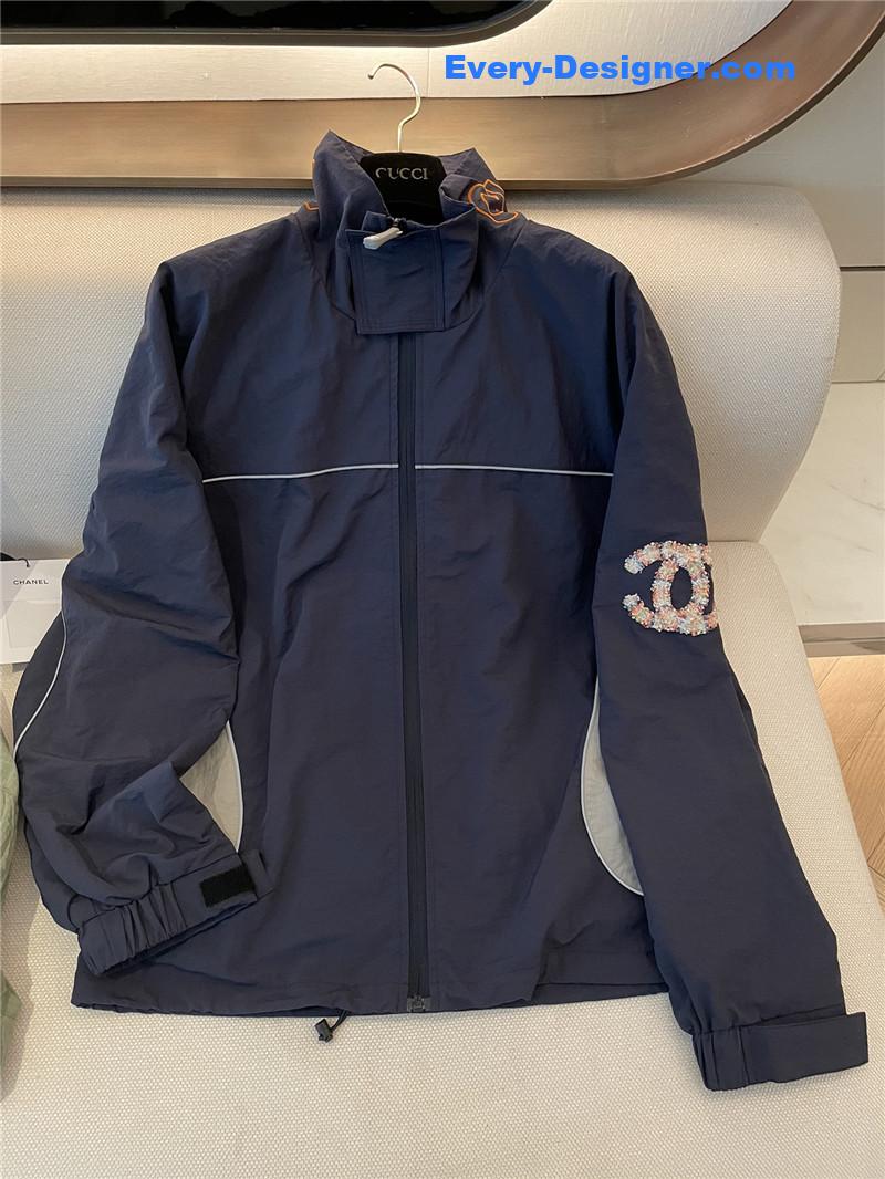 Ch**el color block hooded jacket replicas clothes