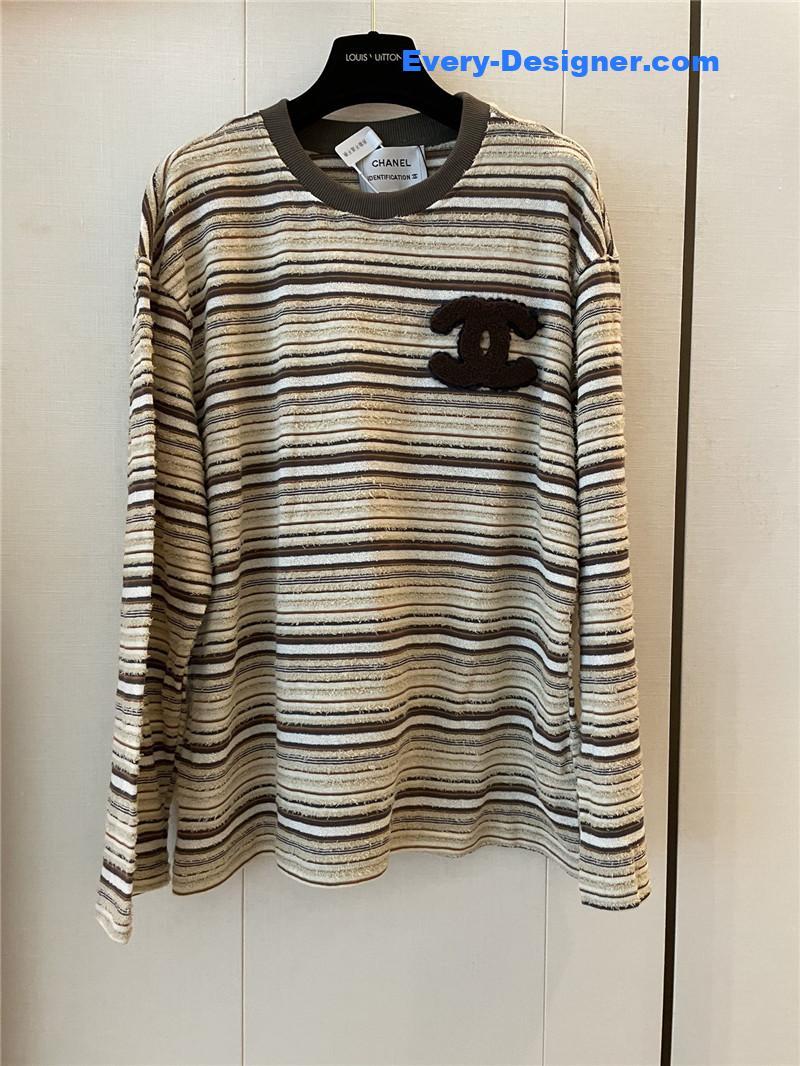 Ch**el round neck striped long sleeve replica designer clothes