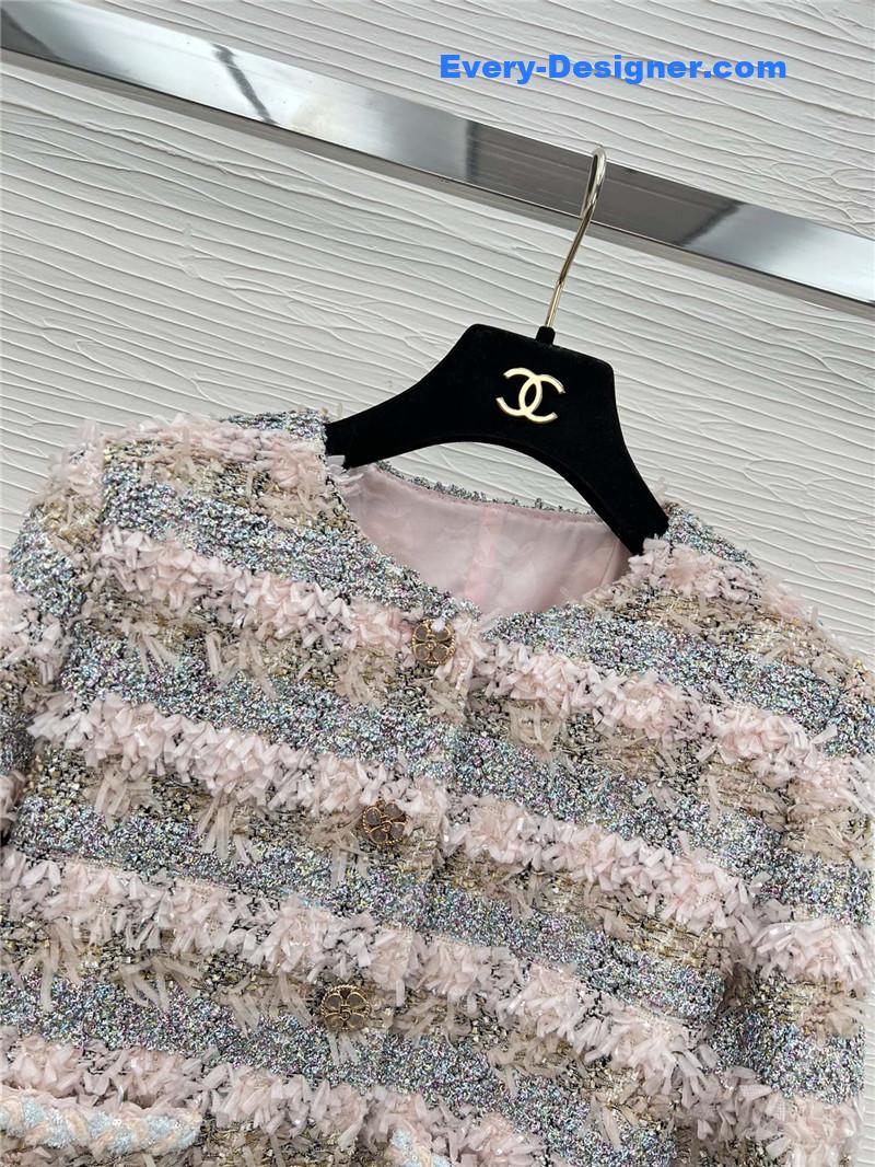 Ch**el striped pink coat replica d&g clothing