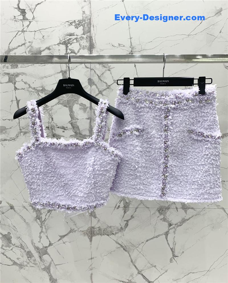Balmain light purple woolen suit cheap replica designer clothes