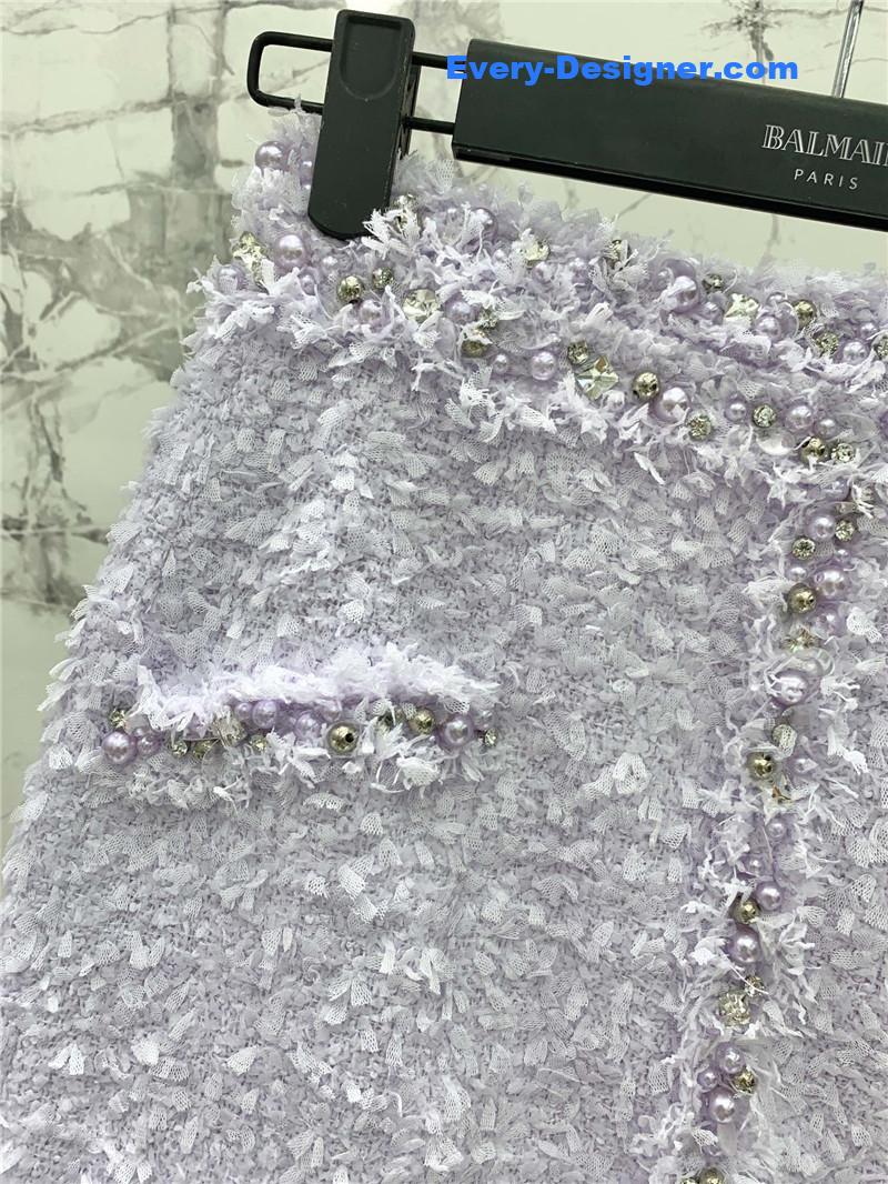 Balmain light purple woolen suit cheap replica designer clothes