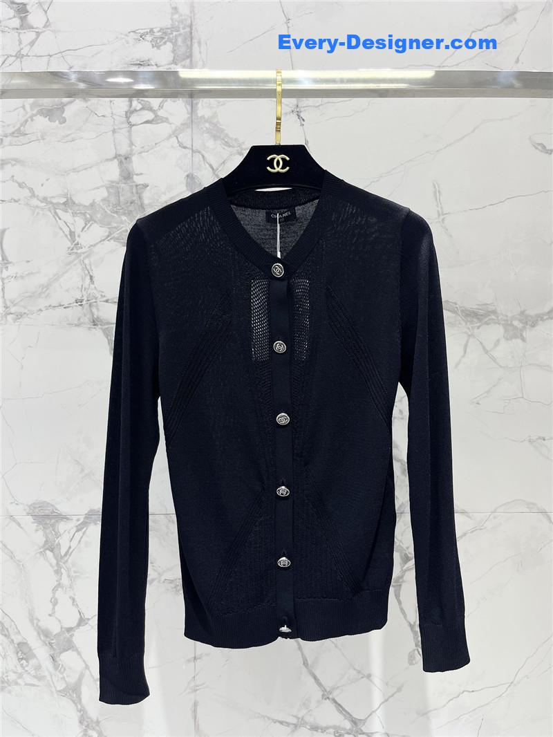 Ch**el hollow knit crew neck cardigan replica d&g clothing