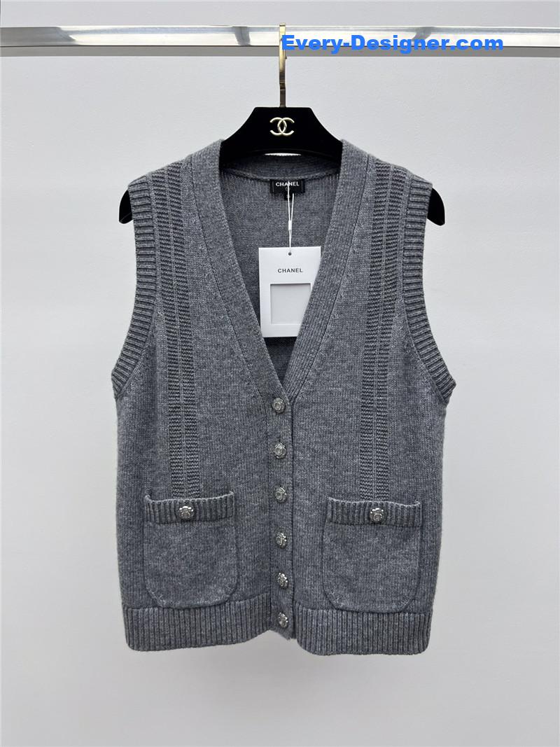 Ch**el crystal button wool vest replica d&g clothing