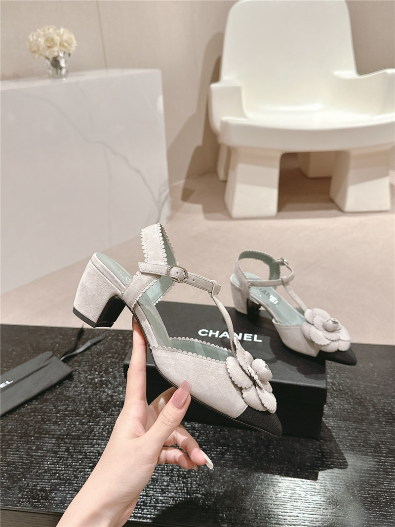 Ch**el camellia slingback flats white suede leather