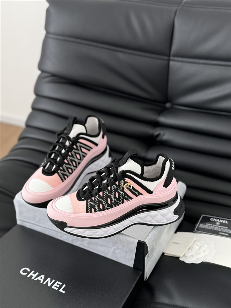Ch**el logo suede calfskin sneakers in pink