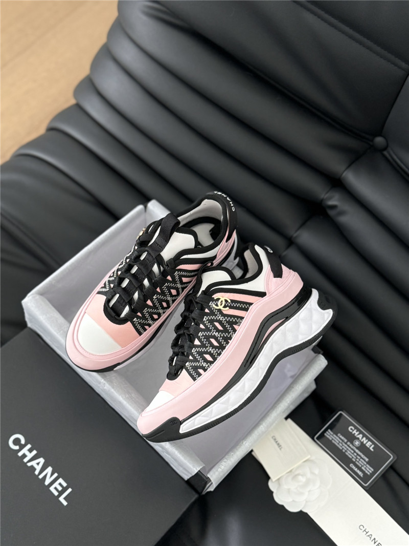 Ch**el logo suede calfskin sneakers in pink