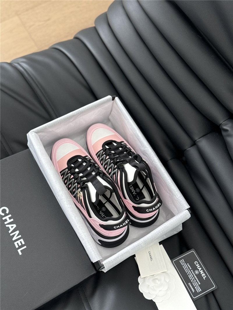 Ch**el logo suede calfskin sneakers in pink