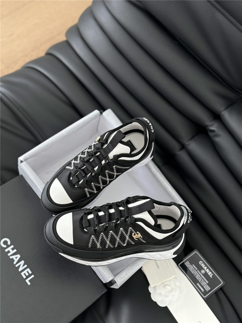 Ch**el logo suede calfskin sneakers in black