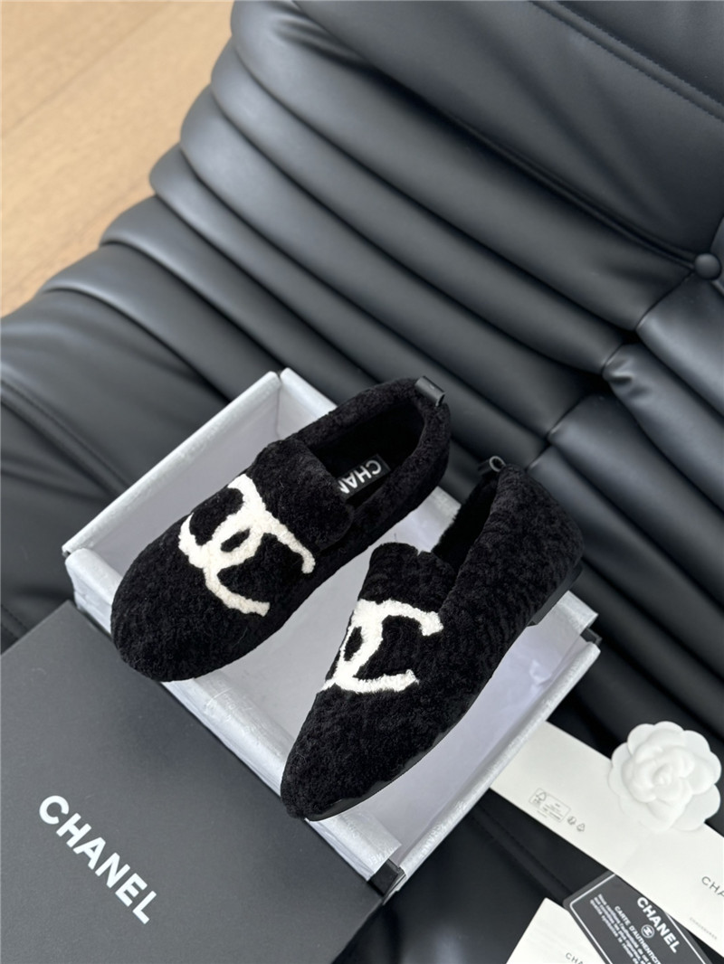 Ch**el shearling loafer flats in black