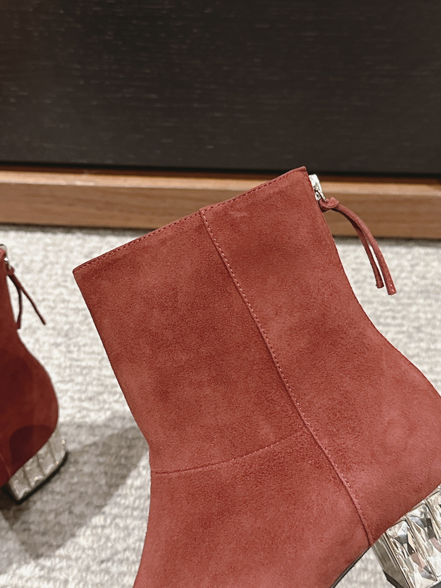 Miu Miu Women’s Burgundy Suede Ankle Boots