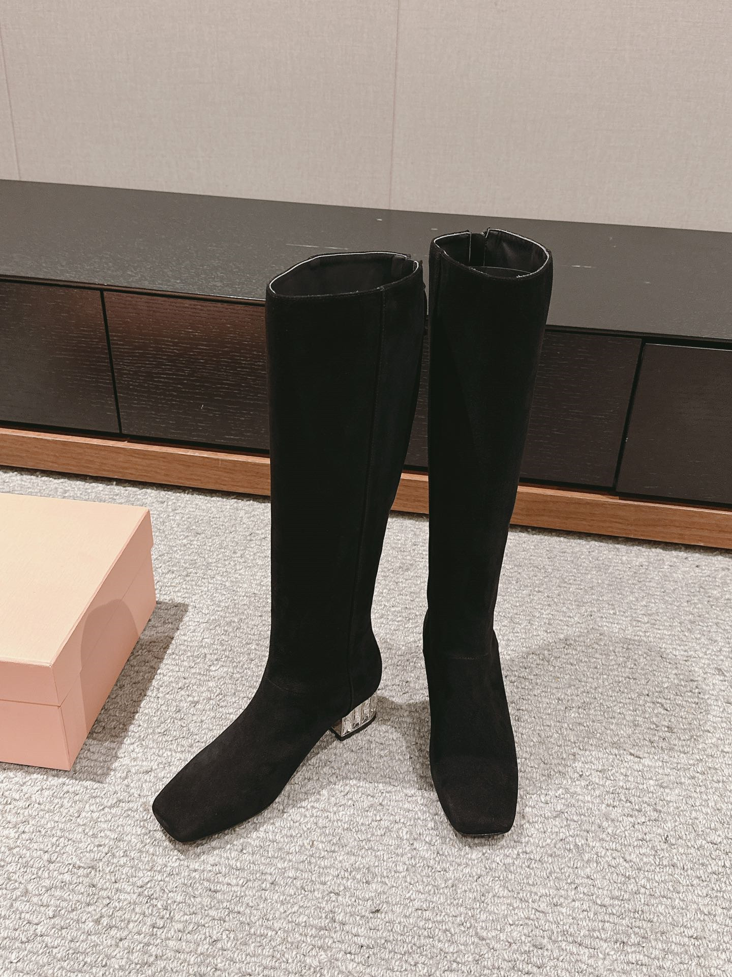 Miu Miu High Knee Black Suede Boots