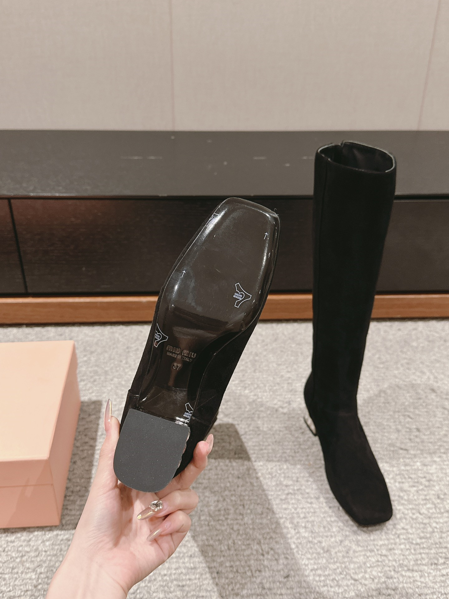 Miu Miu High Knee Black Suede Boots