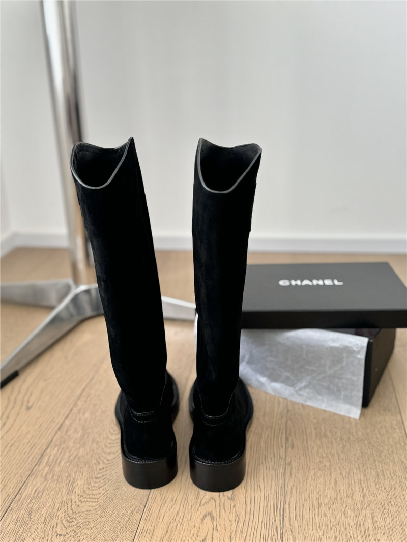 Ch**el logo suede knee-high boots