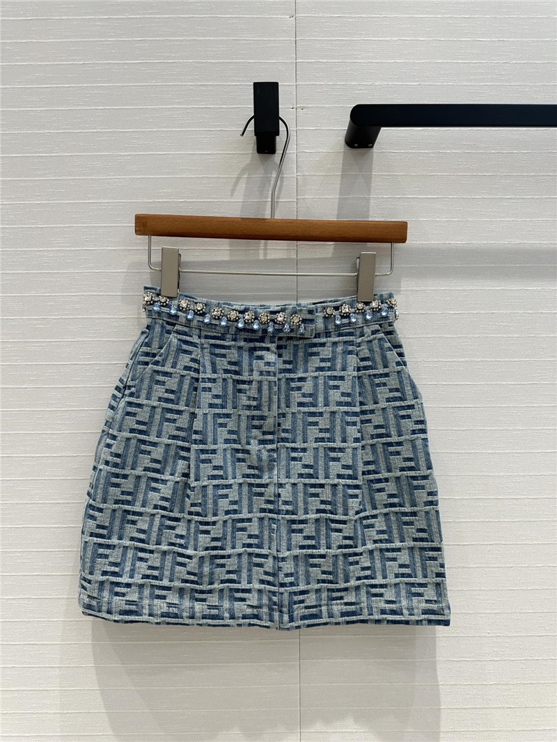 F**di light blue washed beaded skirt replica clothing sites