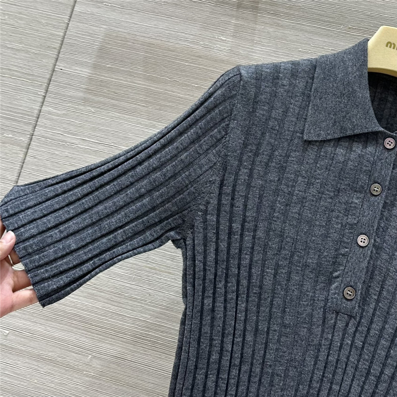M1um1u slim fit polo collar knit top replicas clothes