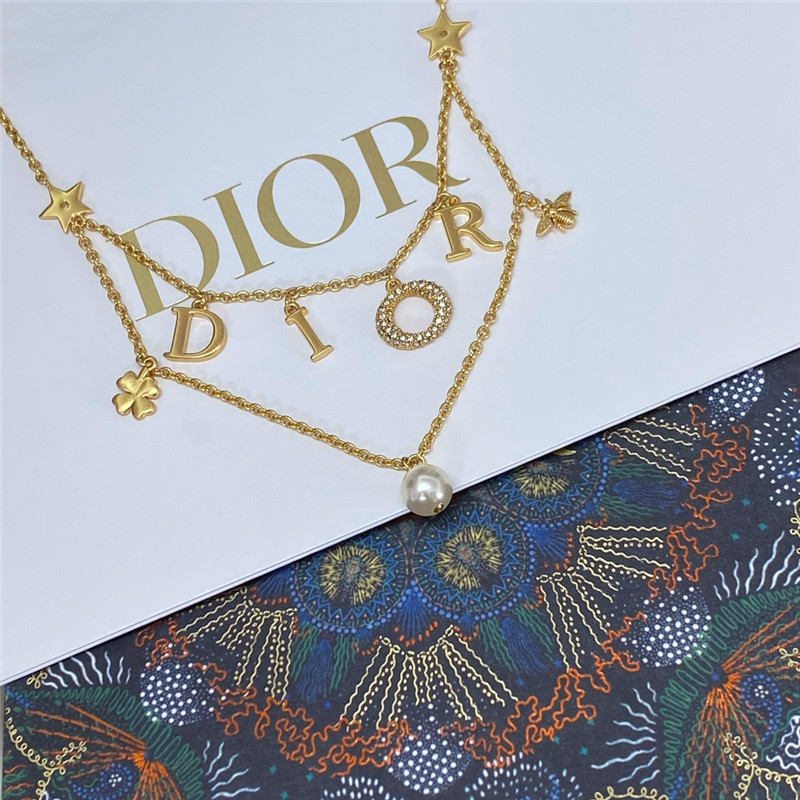D10r letter bee star double necklace