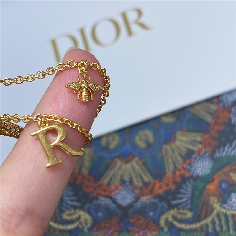 D10r letter bee star double necklace