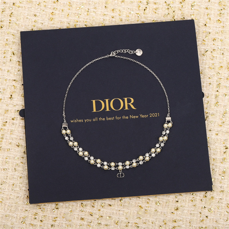 d10r double layer pearl D1am0nd necklace