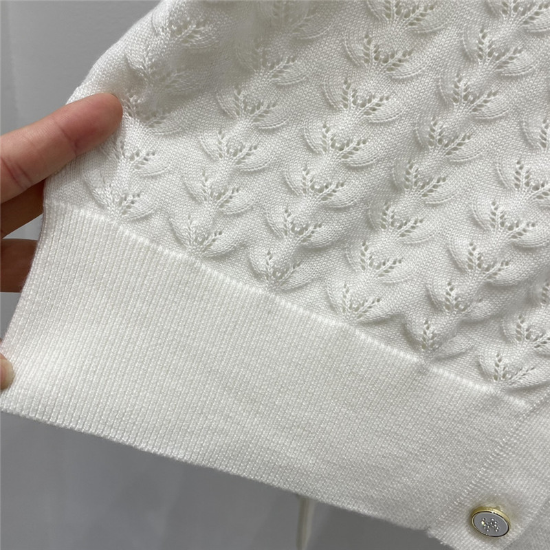 Ch**el hollow round neck wool cardigan replica clothes