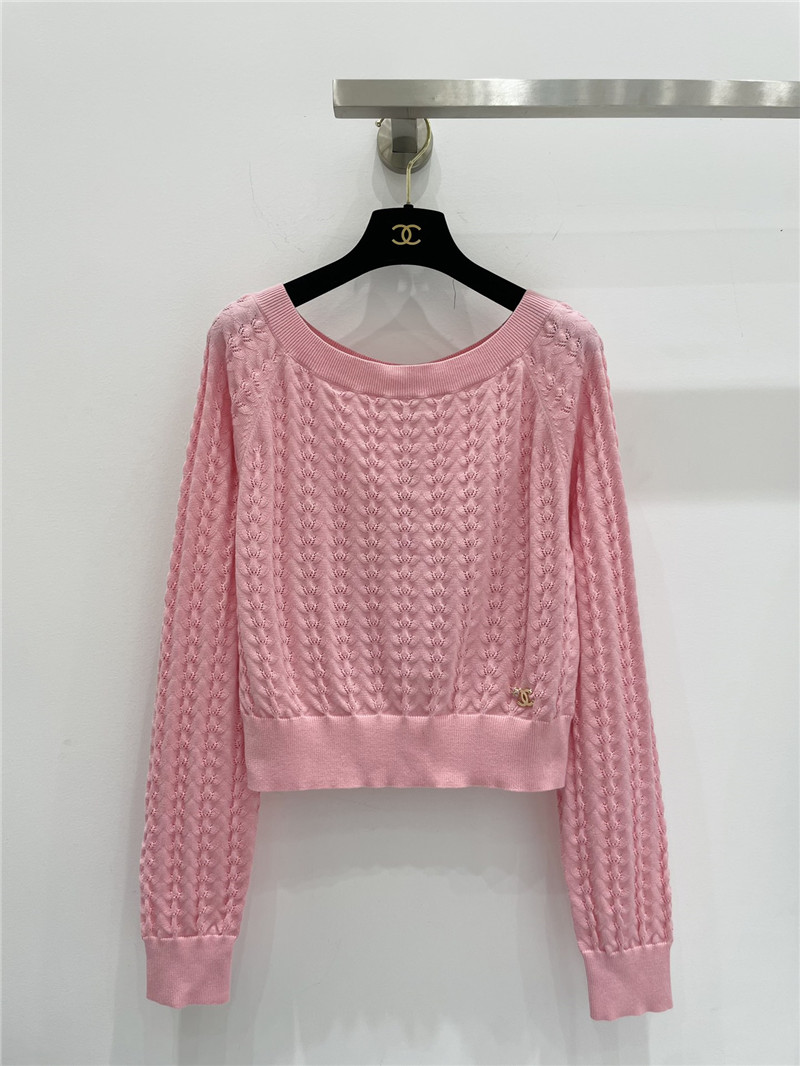 Ch**el hollow round neck wool cardigan replica clothes