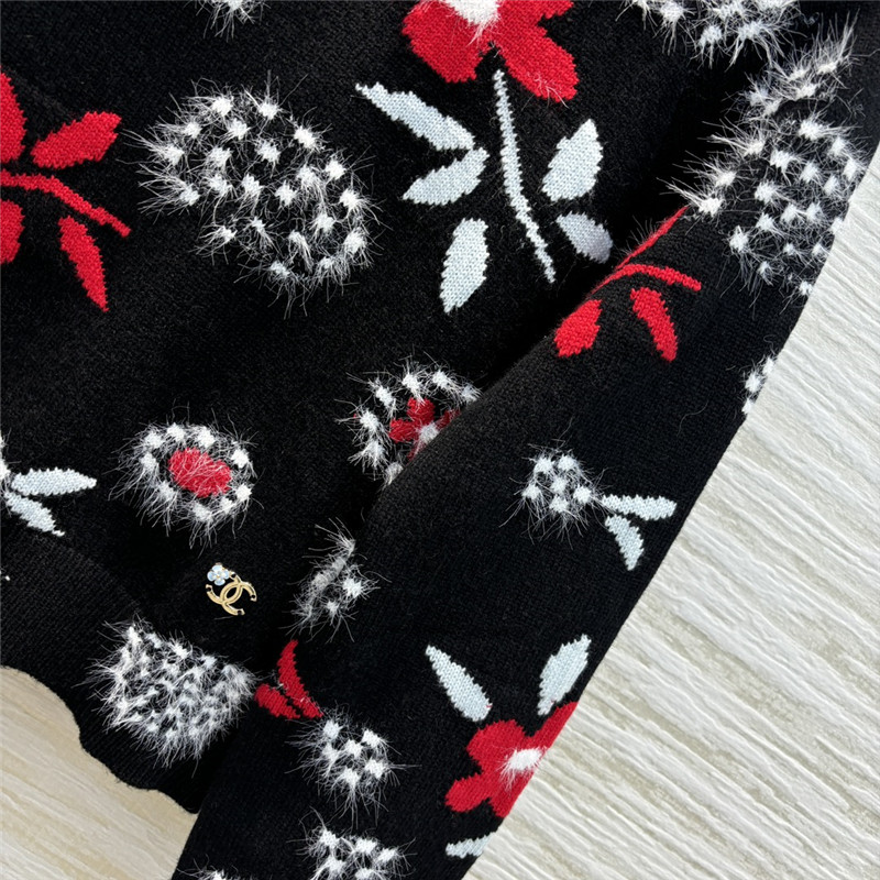 Ch**el floral jacquard pattern knitted sweater replica clothing