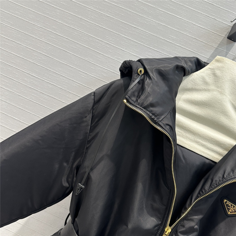 Pra*a recycled nylon series hooded down jacket replica clothes