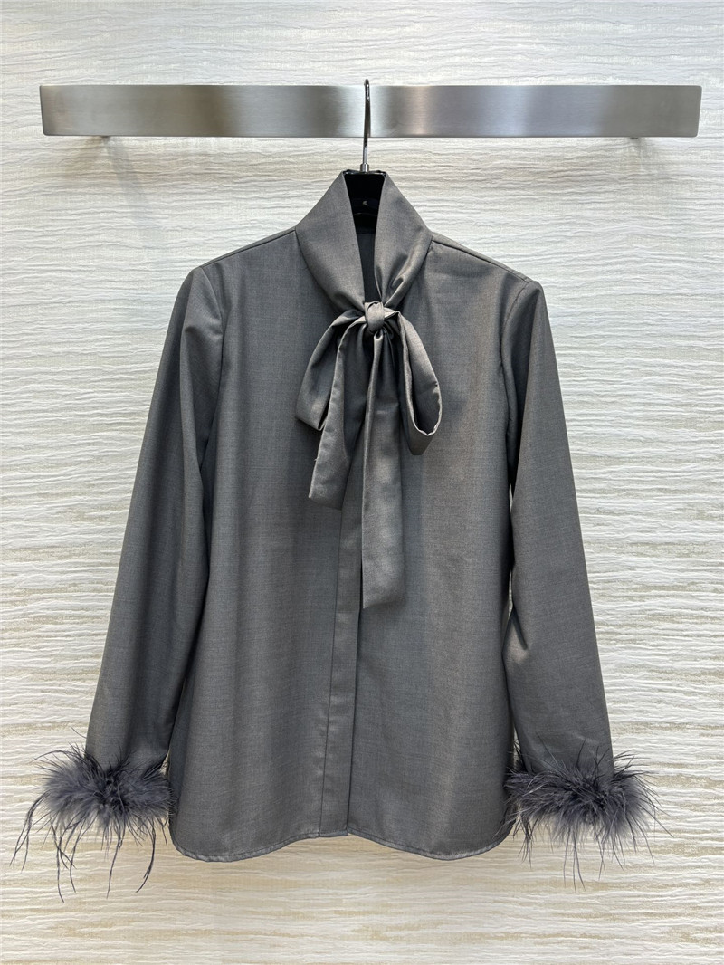 Va1e*ntin0 high-grade grey ribbon shirt replica clothing