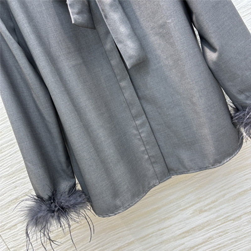 Va1e*ntin0 high-grade grey ribbon shirt replica clothing
