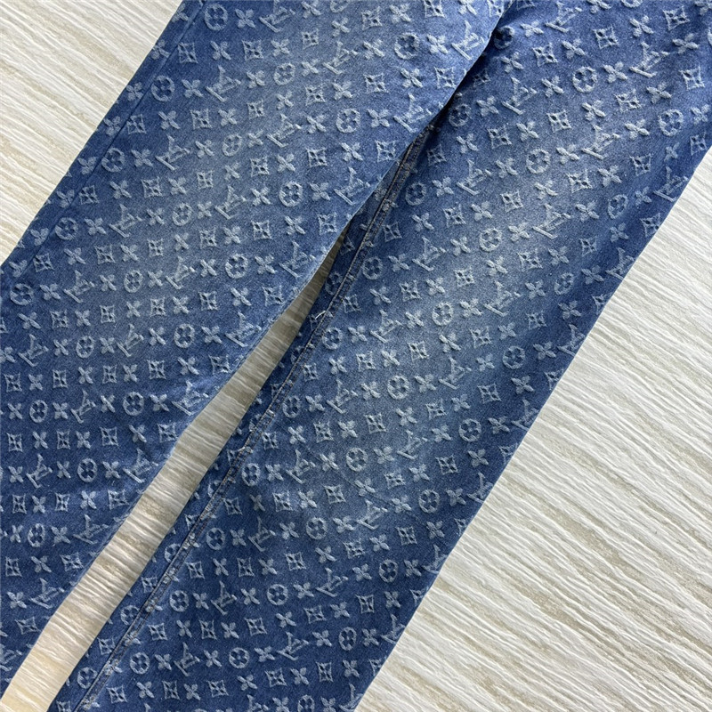 l0vis Vvtt0n lv jacquard denim wide-leg pants replica clothes
