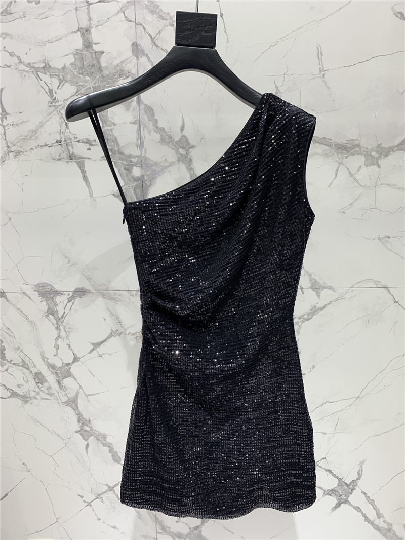 Y51 one-shoulder sequined mesh skirt replica d&g clothing