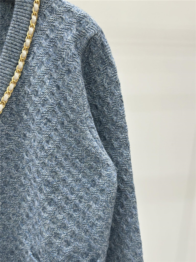Ch**el metal chain knitted v-neck cardigan replica clothes