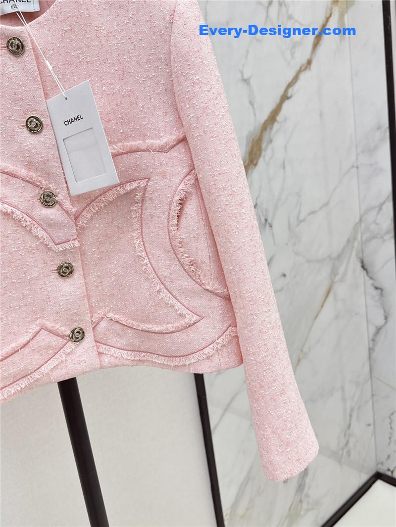 Ch**el cherry blossom pink woven coat replica clothing sites