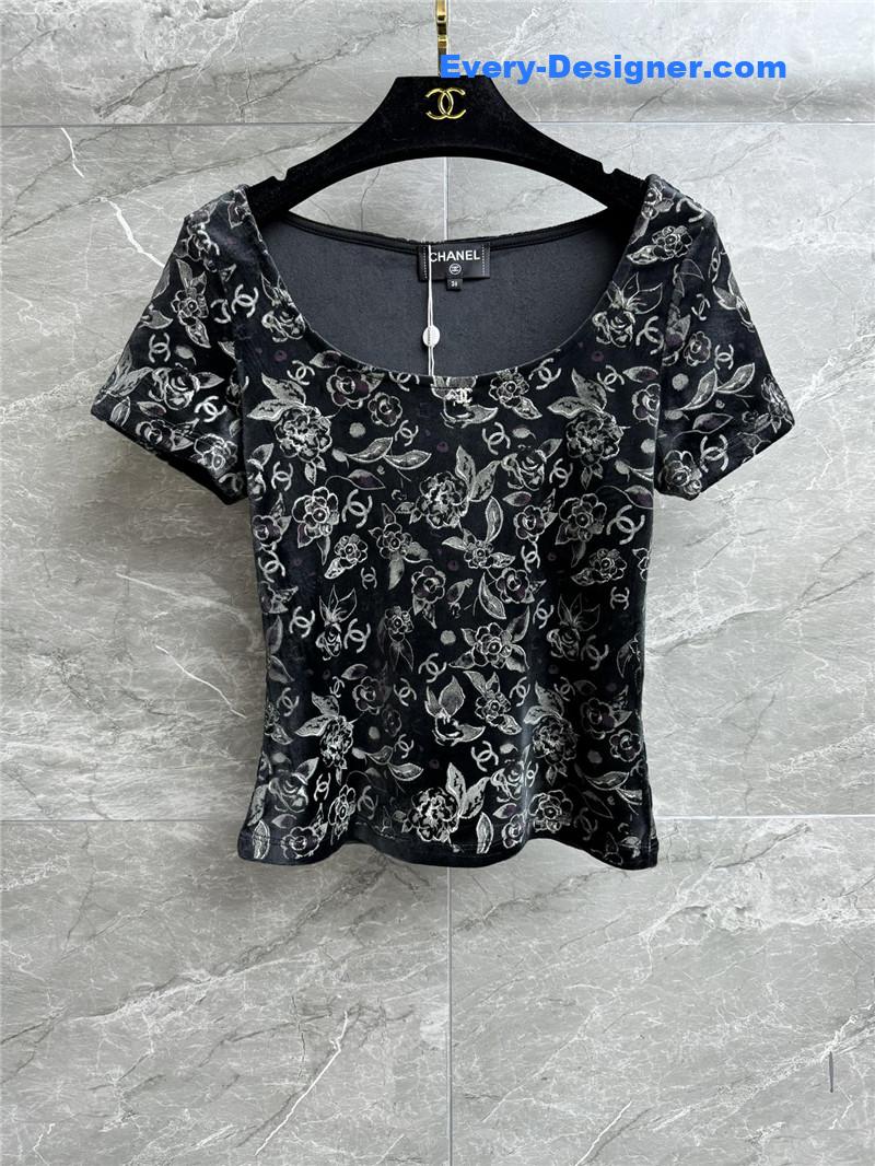 Ch**el velvet logo top replica clothing sites